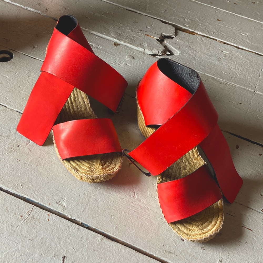 CÉLINE red espadrille wedges